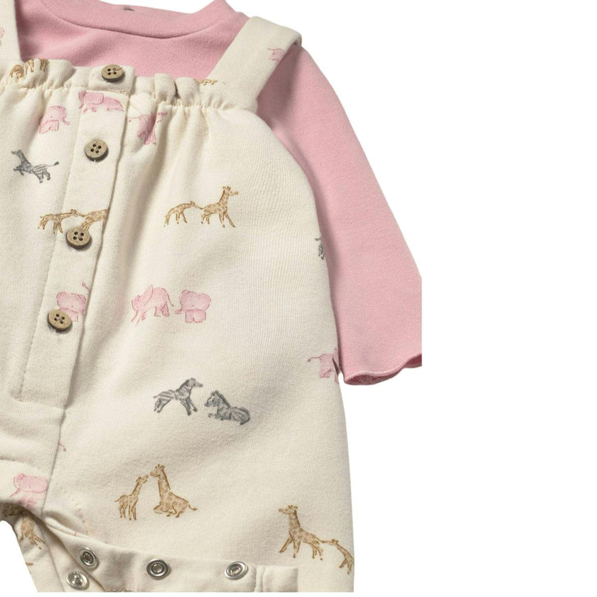 Newborn Girl Dungaree and T-Shirt Set