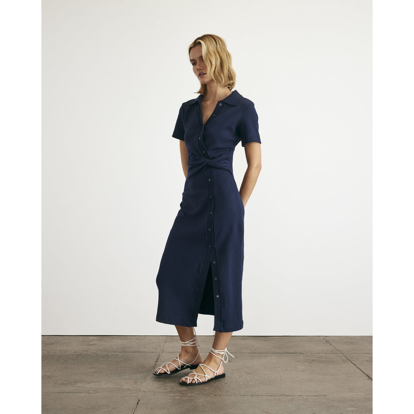 Short Sleeve Ellicot Dress, Navy