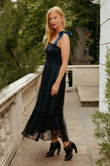 Isadora Dress in Navy & Black