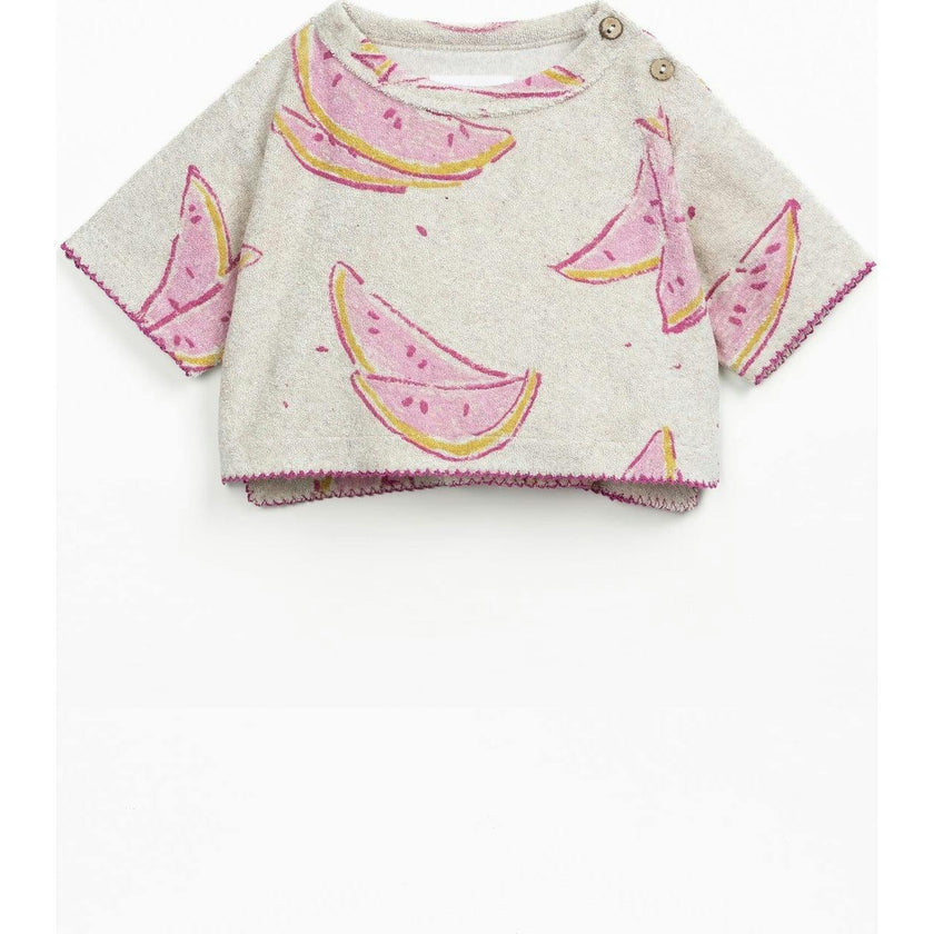 Baby Terry Short Sleeve Watermelon Print Sweater