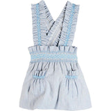 Alexander Stripe Smocked Skirt with Braces in Blue (18mths-6yrs)