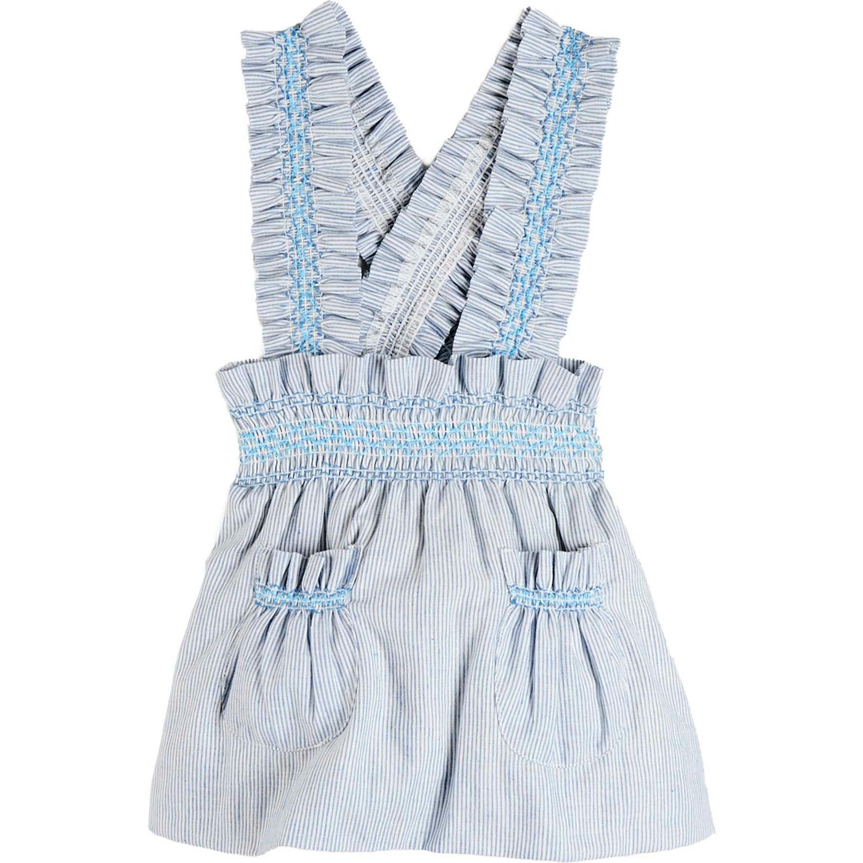 Alexander Stripe Smocked Skirt with Braces in Blue (18mths-6yrs)