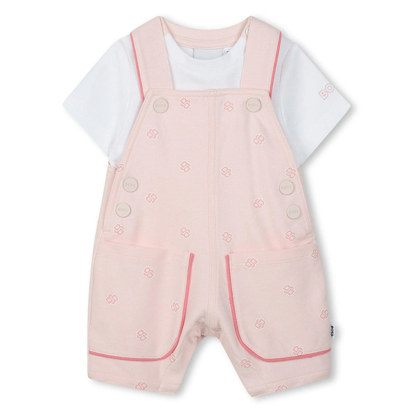 Pale Pink Dungarees T-Shirt Set