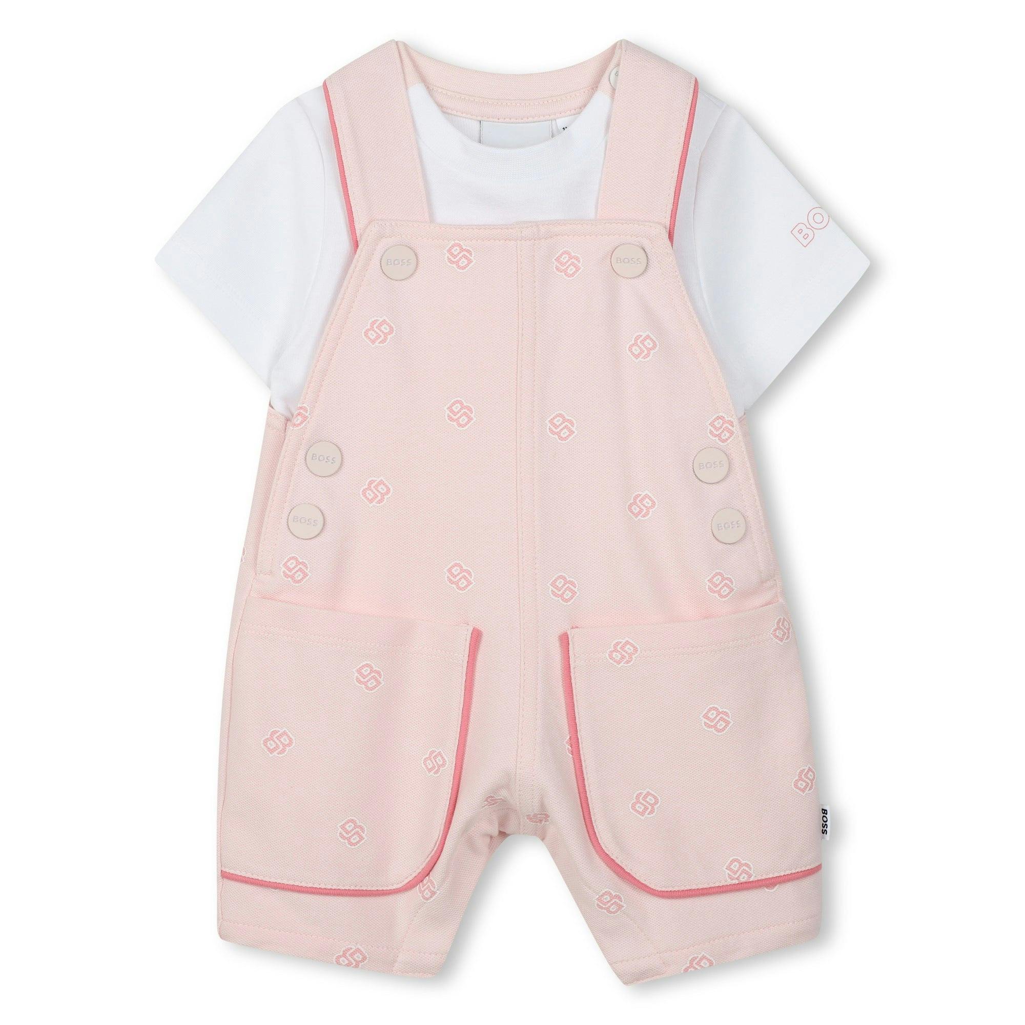 Pale Pink Dungarees T-Shirt Set