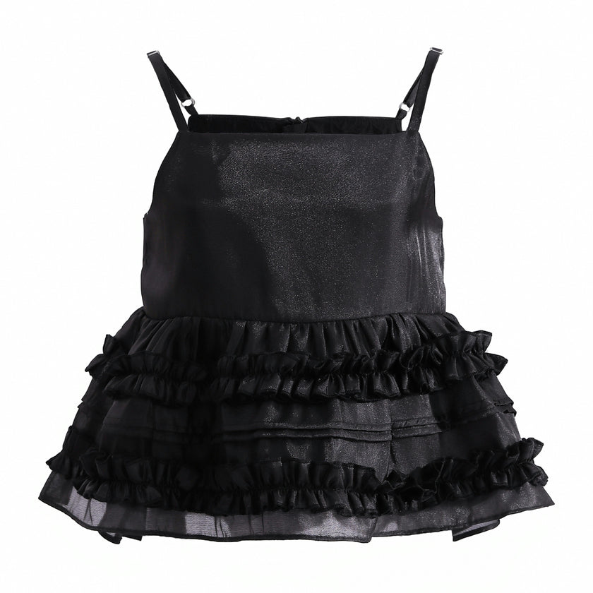 Black Calista Ruffle Skirt Set