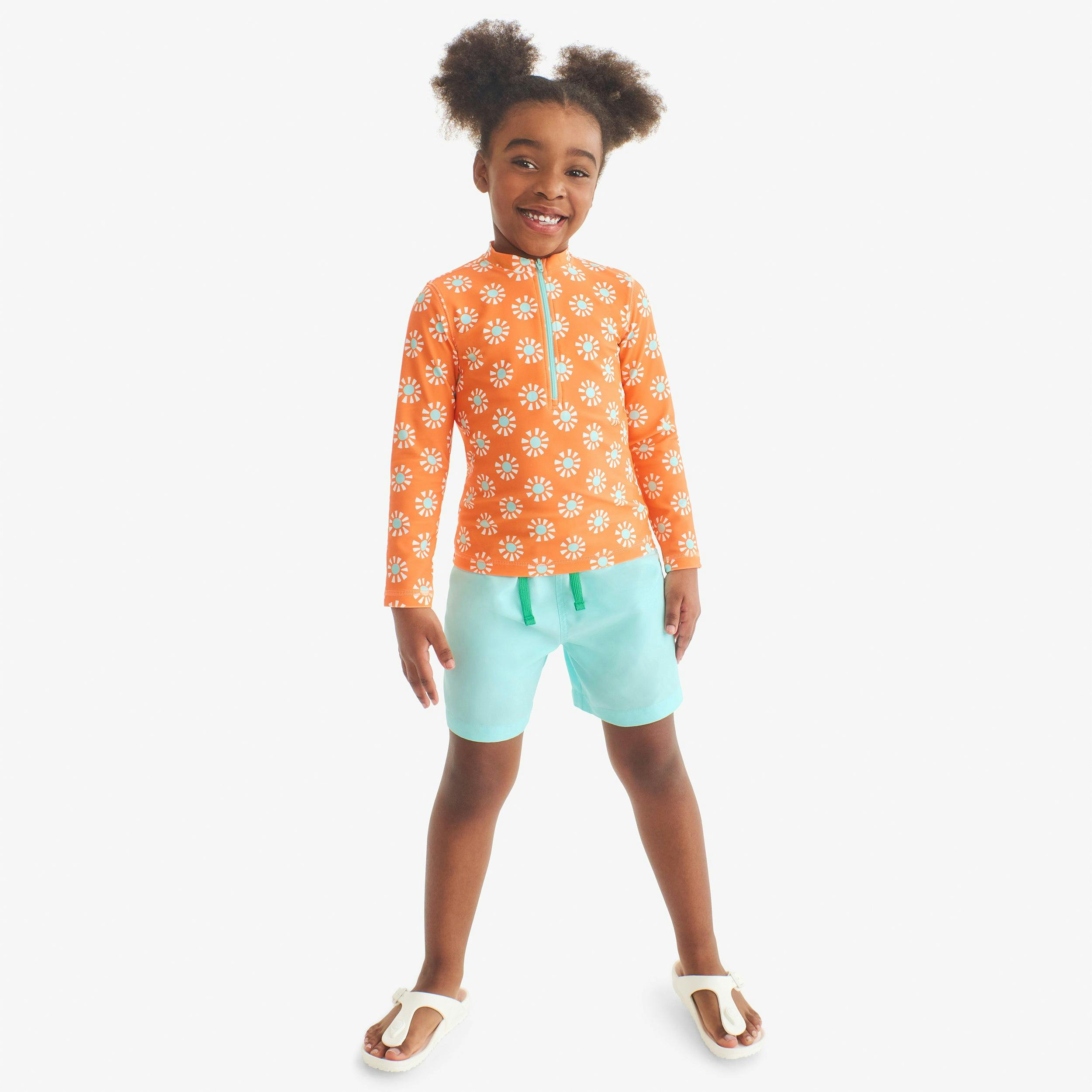 Clearance kids long sleeve half-zip rash guard in cutout suns
