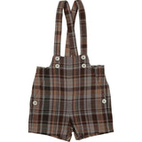 Novelty Plaid High Shoulder Strap Short Overalls