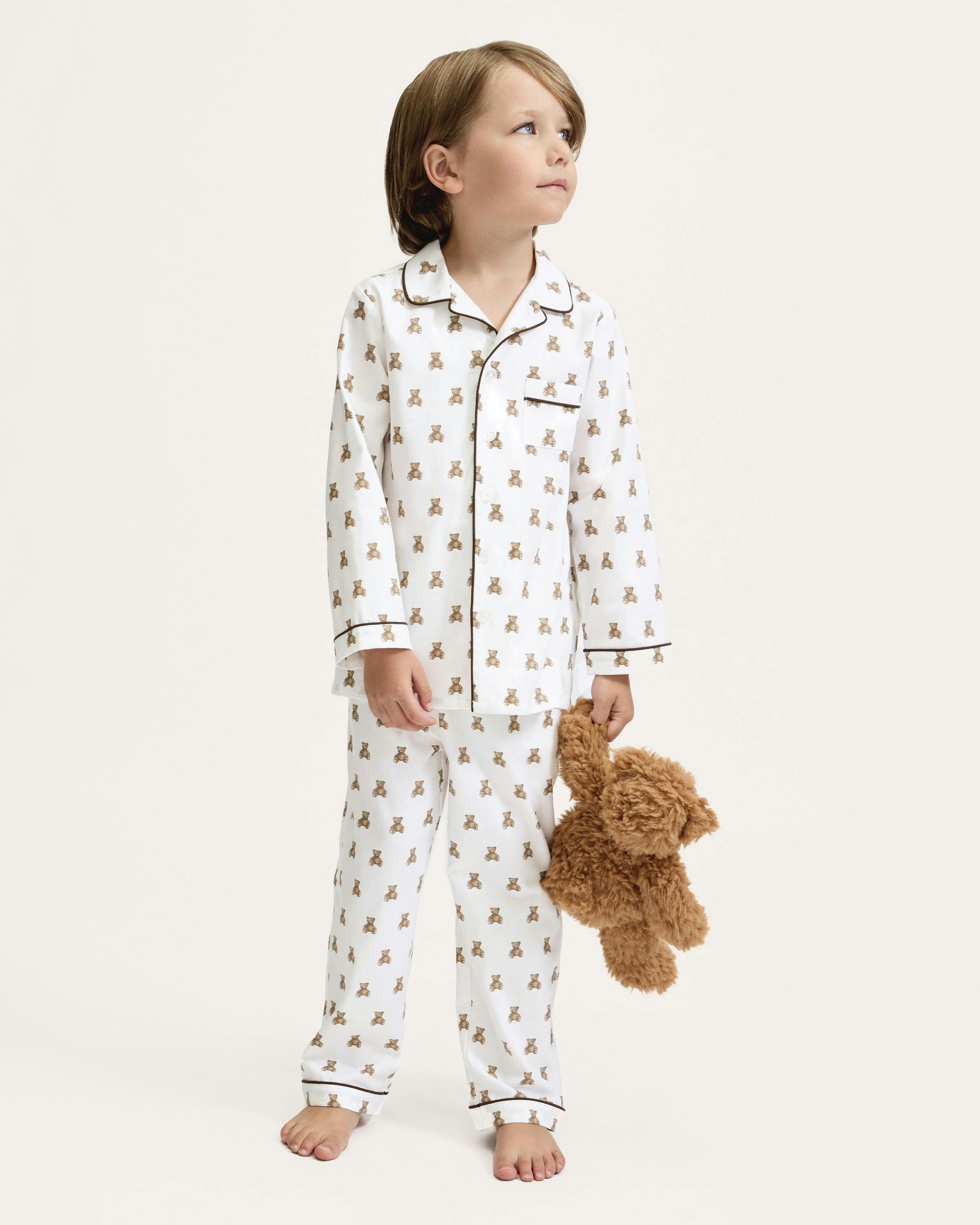 Kid's Twill Pajama Set in Teddy Tales