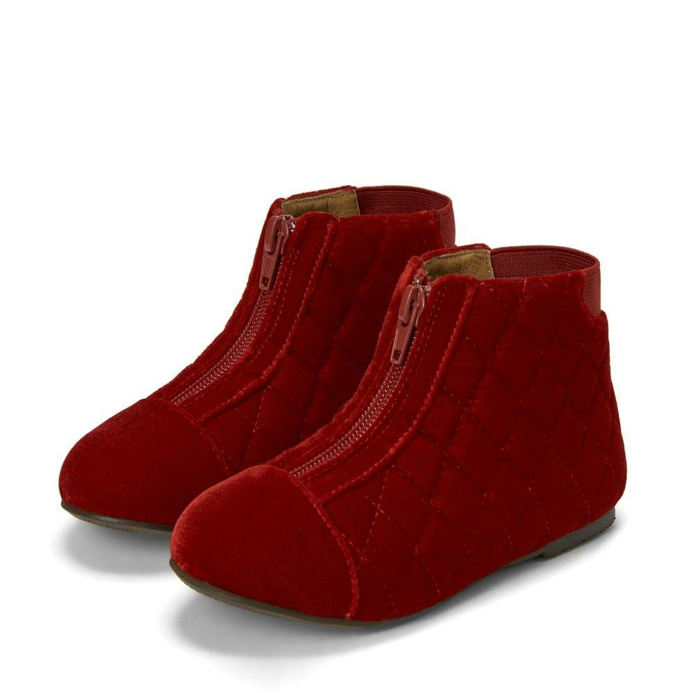 Nicole Quilted Velvet Zipped Ankle Boots