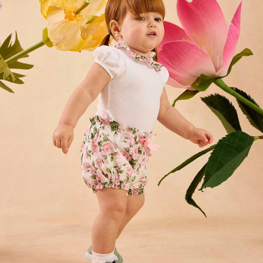 Baby Short-Sleeved Willow Bodysuit in Carline Rose