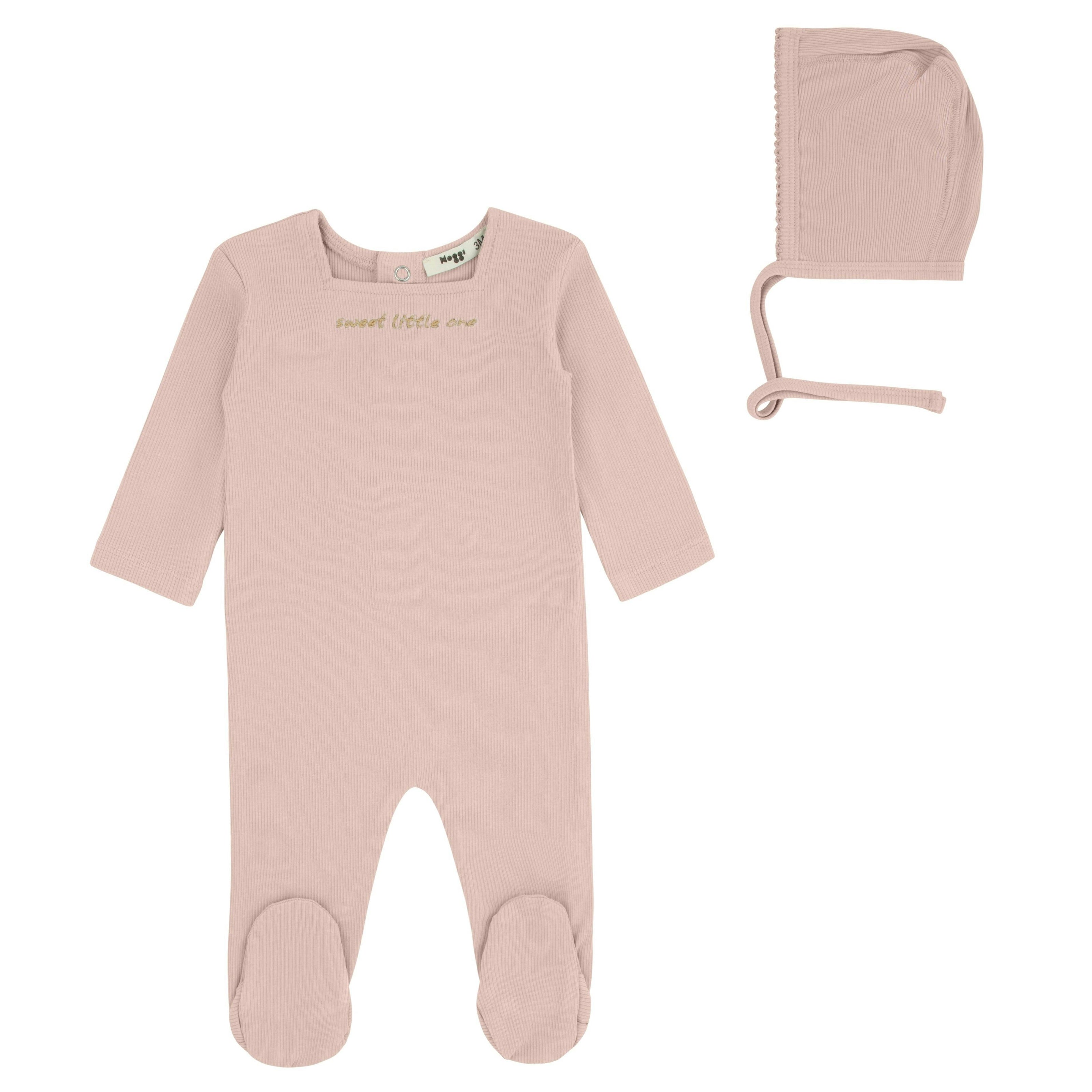 Sweet Little One Footie And Bonnet, Pink
