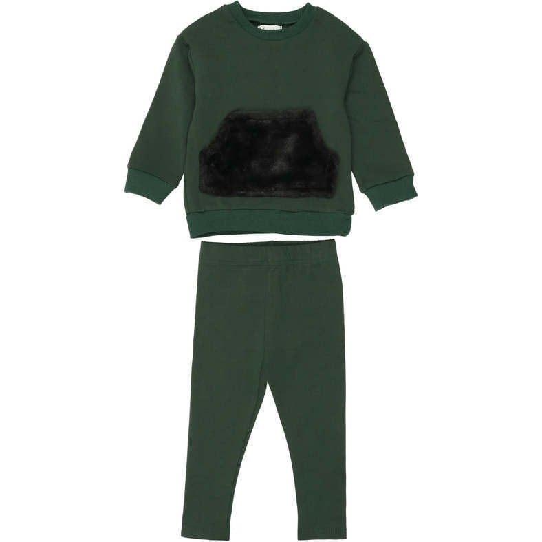 Unisex Couture Contrast Front Pocket Sweater & Pant 2-Piece Set