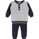 Boys Diamond Jacquard Knit Set Vintage Blue