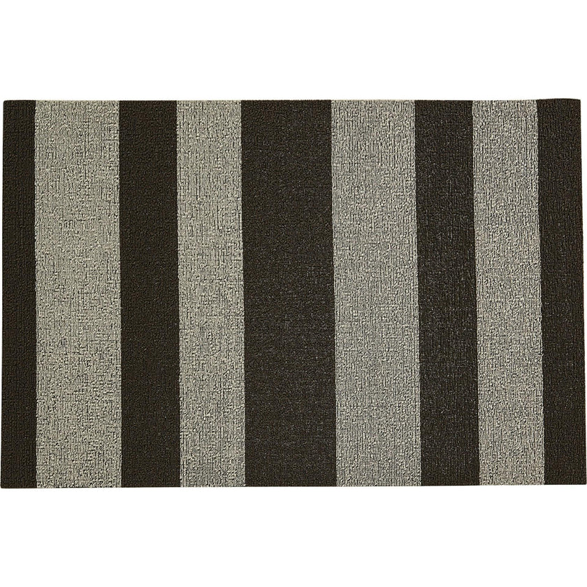 Bold Stripe Shag Floor Mat, Grey
