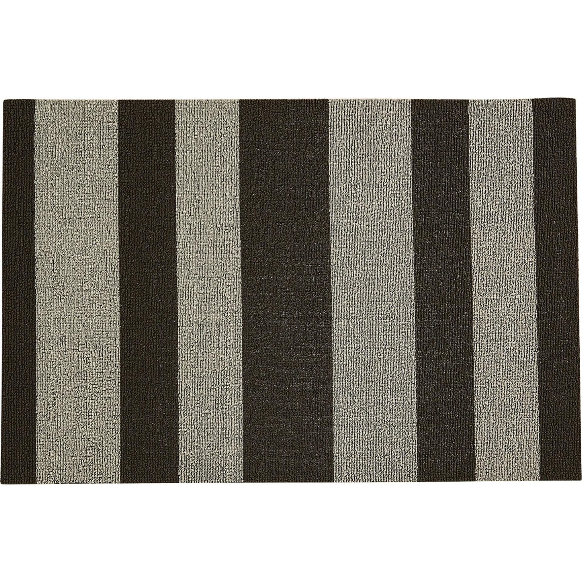 Bold Stripe Shag Floor Mat, Grey