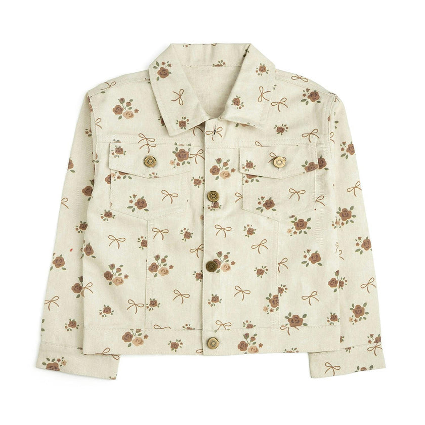 Mocha Floral Denim Jacket