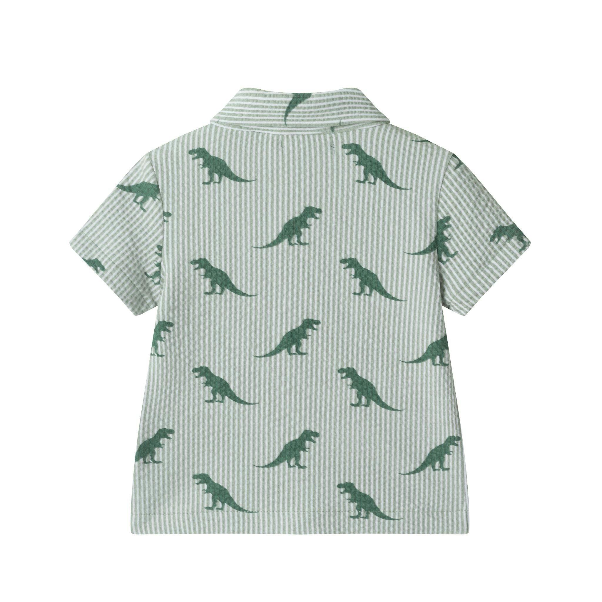 Infant Boys Short Sleeve Cabana Set | Green Stripe Dino
