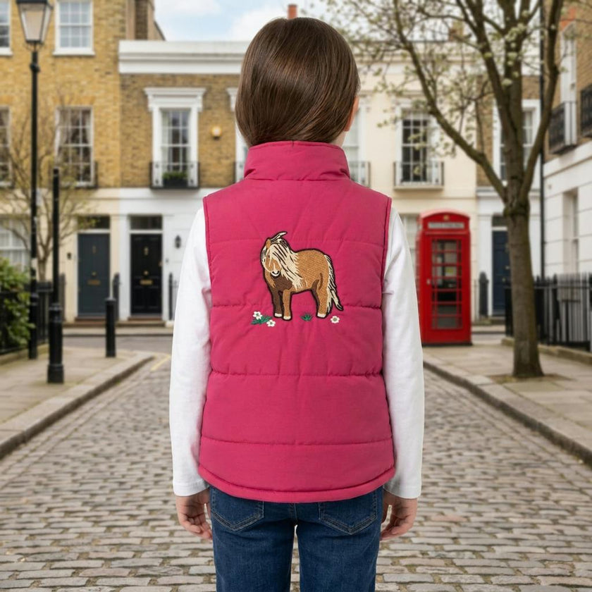 Richmond Embroidered Girl's Vest - Pink Pony