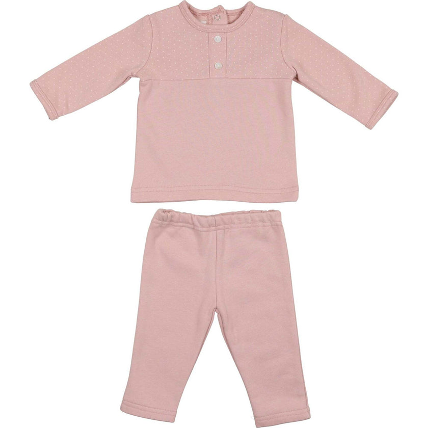 Texture Dot 2-Piece Top & Pant Set, Red