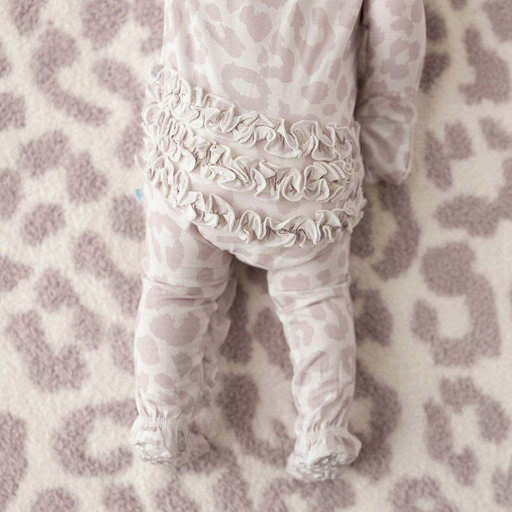 Laurel Leopard Footie Ruffled Zippered One Piece