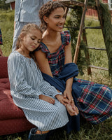 Girl's Twill Delphine Nightgown in Navy French Ticking