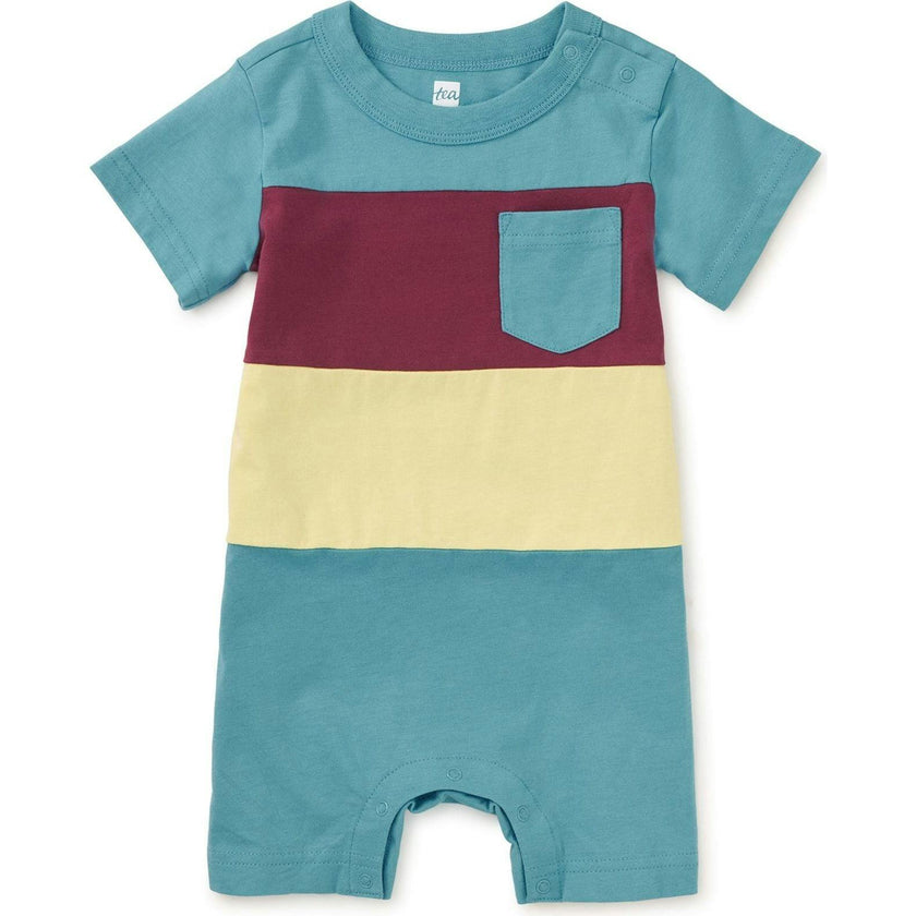 Colorblock Baby Romper, Blue