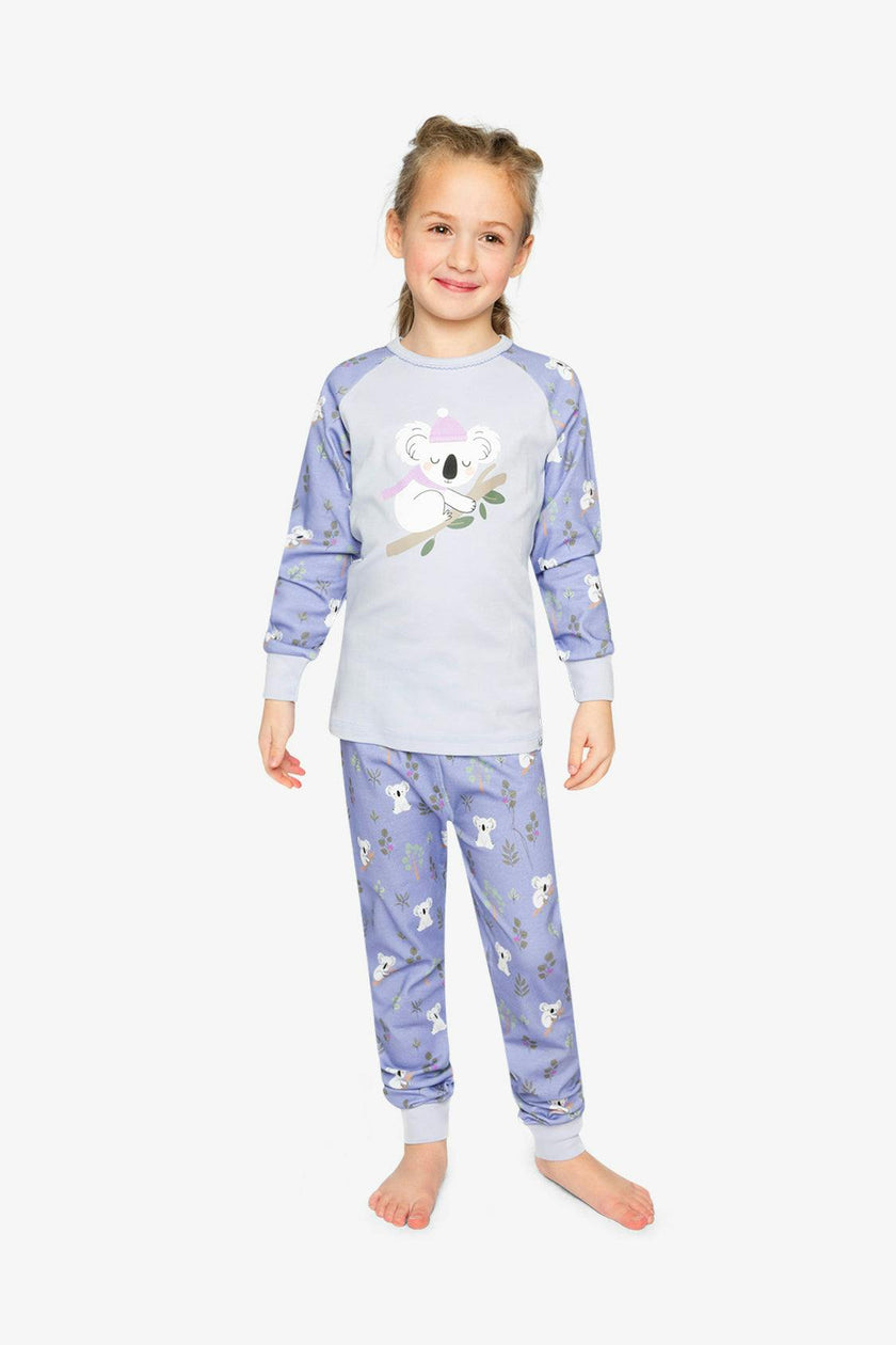 Organic Cotton Two Piece Pajama Set Purple Koala Print