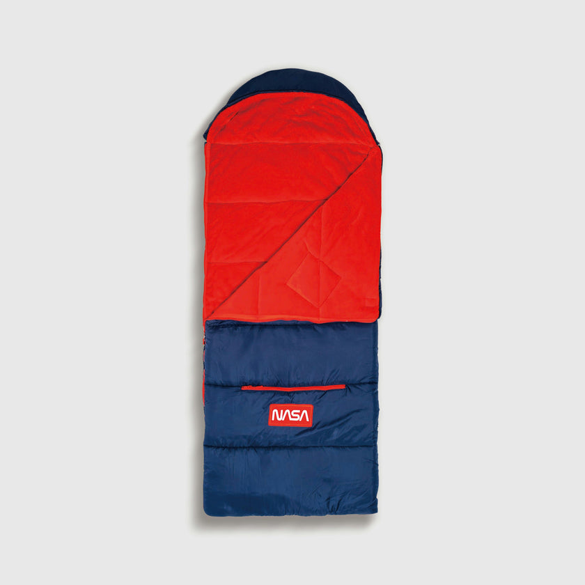 Sleep-N-Pack™ – Big Kid Size | NASA Official Logo & Patches | 2-in-1 Backpack & Sleeping Bag with Cozy Fleece Liner - NAVY