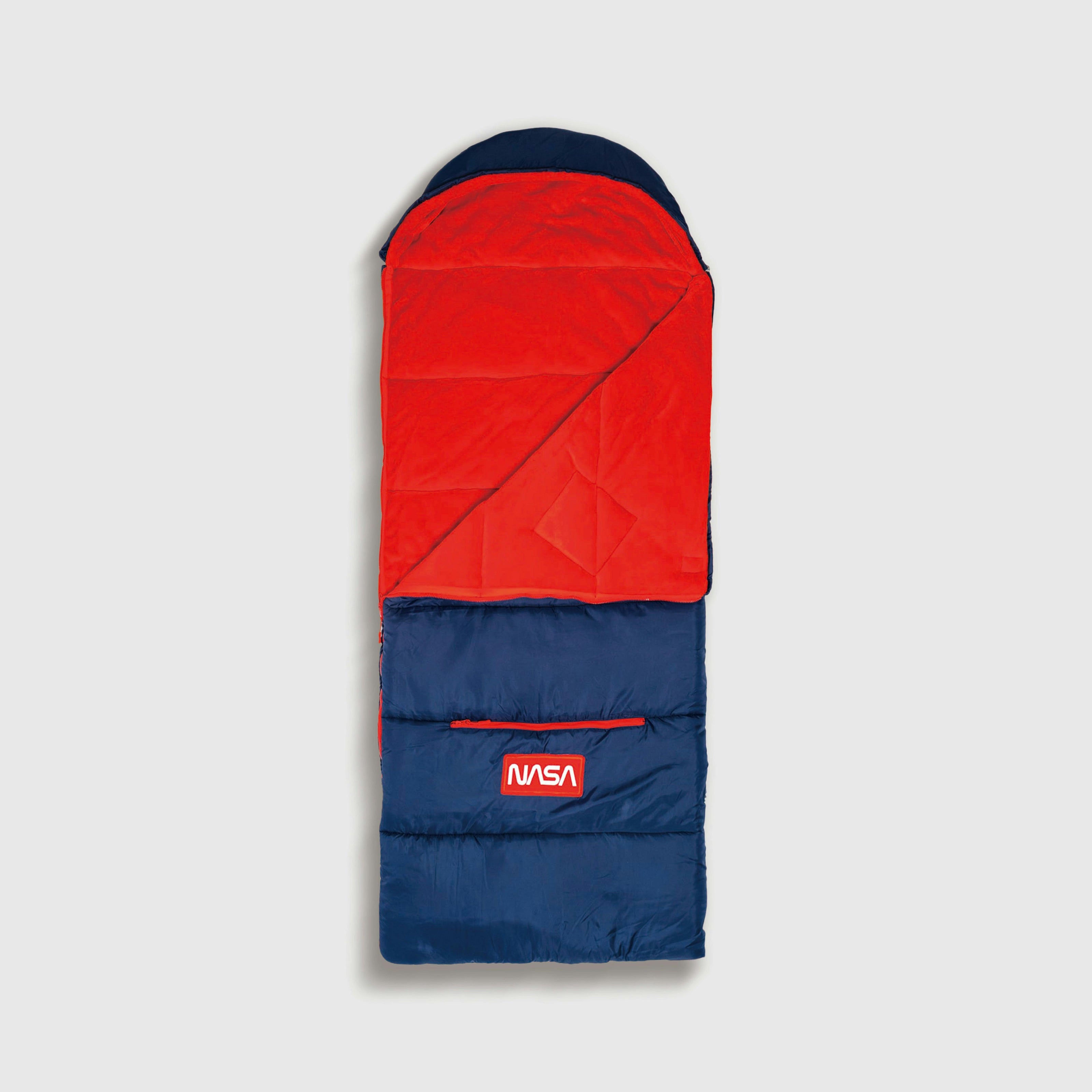 Sleep-N-Pack™ – Big Kid Size | NASA Official Logo & Patches | 2-in-1 Backpack & Sleeping Bag with Cozy Fleece Liner - NAVY