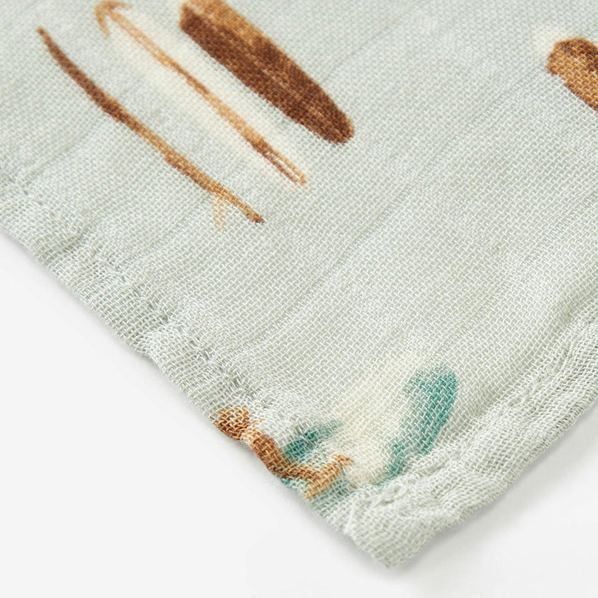 Vintage Surf Bamboo Muslin Two-Piece Burp Cloth Set