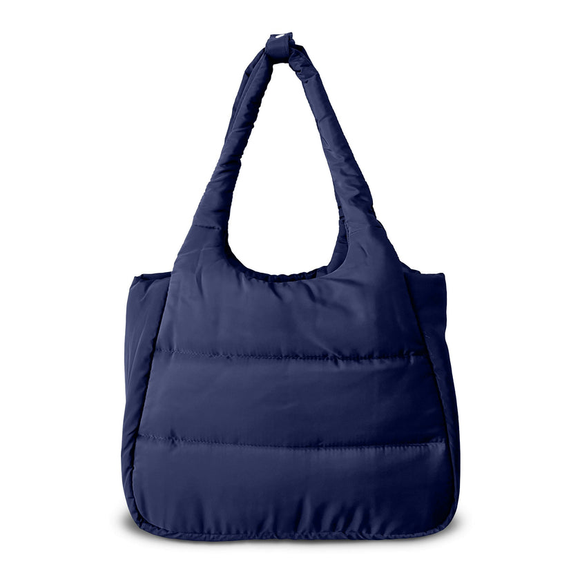 The Astra Puffy Tote with Removable Crossbody Strap in Navy
