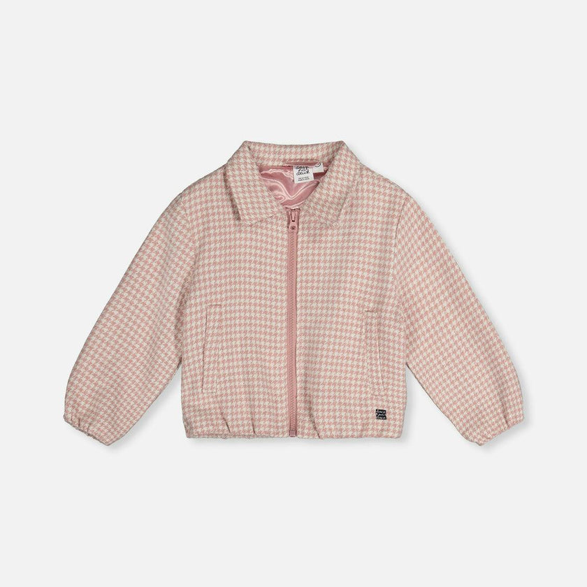 Bomber Jacket Pink Houndstooth