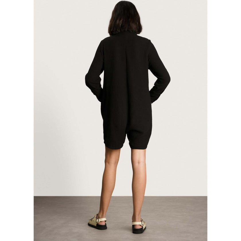 Women's Maternity Juniper Cotton Button-Placket Romper, Black
