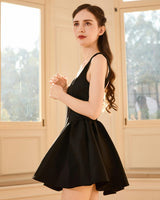 Black Andria Square-Neck Flared Dress