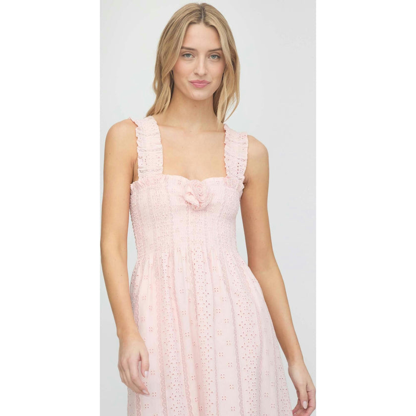The Rosetta Nap Dress - Pink Broderie Voile