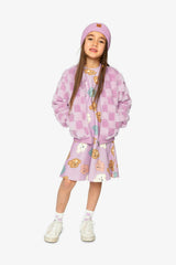Faux Fur Jacquard Bomber Jacket Violet