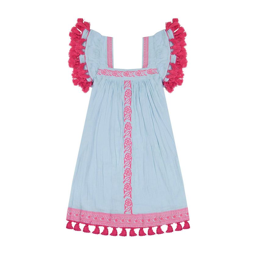 Mini Sandrine Womens Dress Sky Embroidery, Sky Embroidery