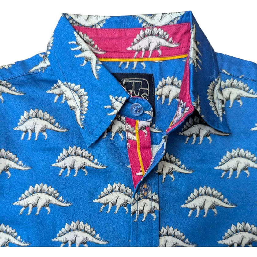 Blue Dino Shirt in Short Sleeves