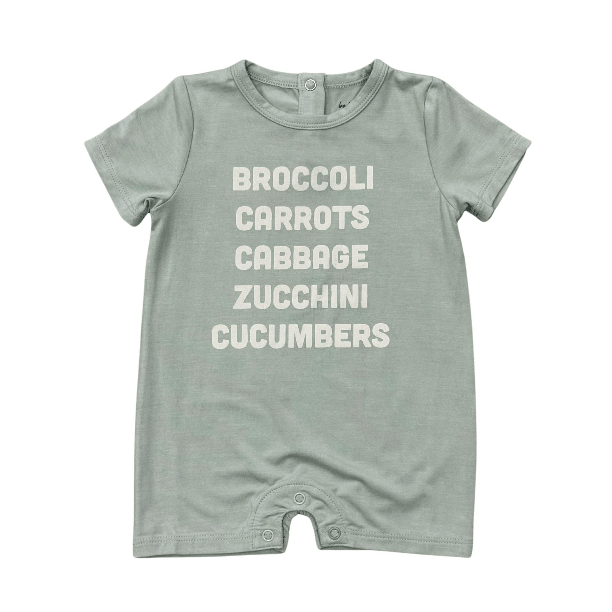 Baby Boy Short Sleeve Tee Romper in Broccoli Carrots