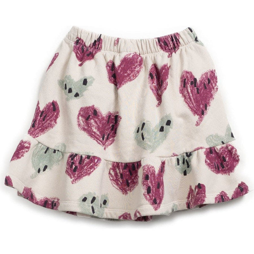 Abstract Heart Print Tiered Fleece Skirt