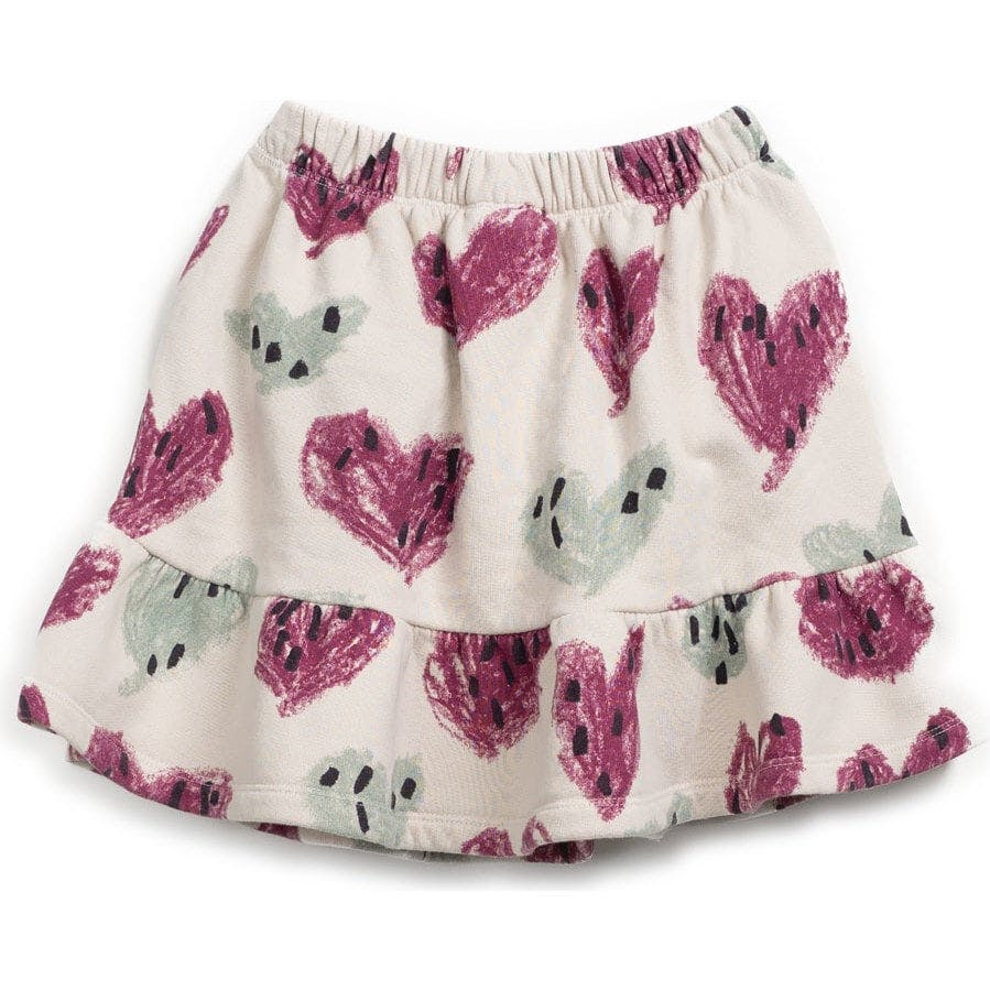 Abstract Heart Print Tiered Fleece Skirt