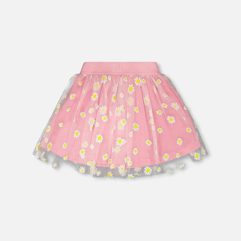 Mesh And Crinkle Jersey Skirt