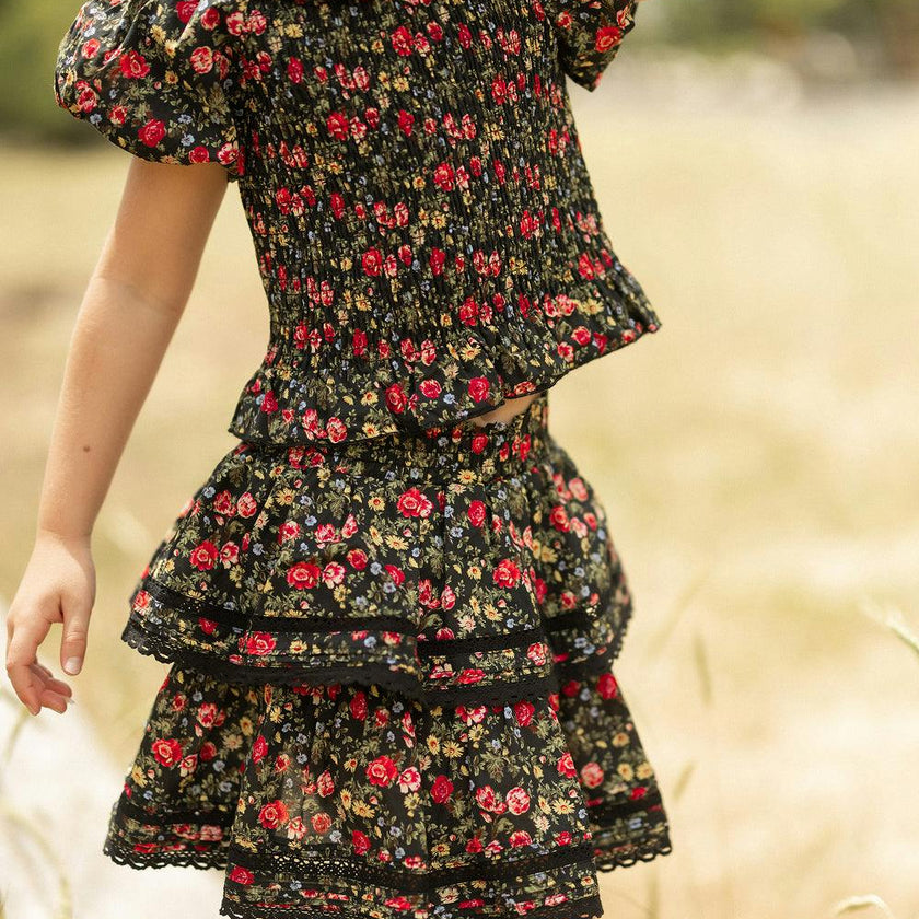 Mini Annalise Top in Obsidian Vintage Poppies