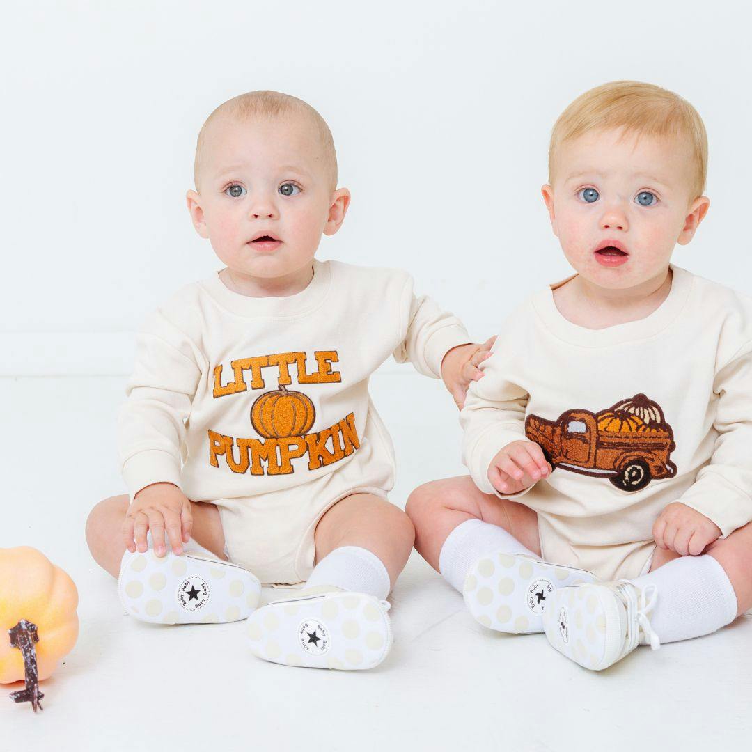 Fall Truck Patch Long Sleeve Romper