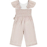 Organic Flutter Sleeve Pintuck Jumpsuit, Pink