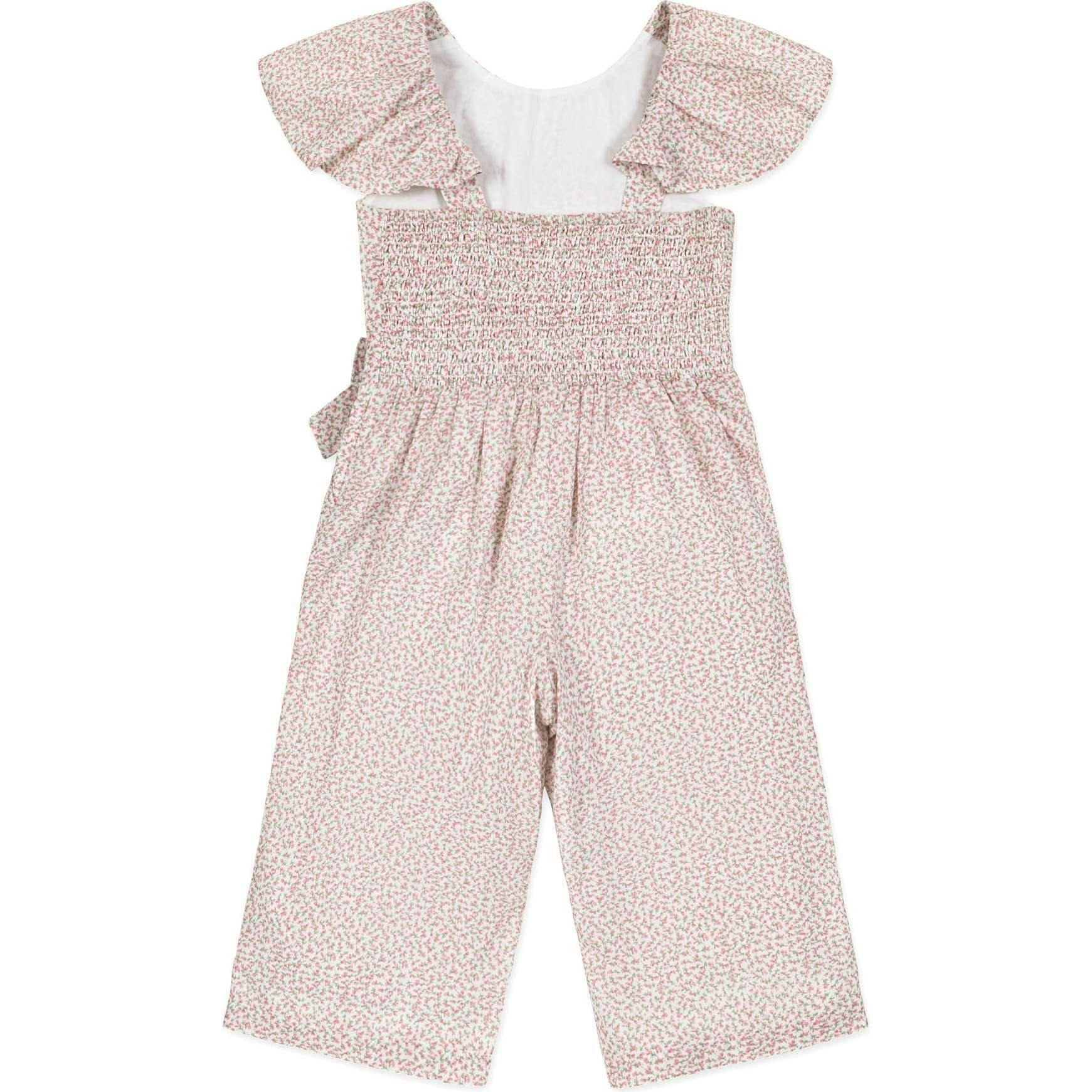 Organic Flutter Sleeve Pintuck Jumpsuit, Pink