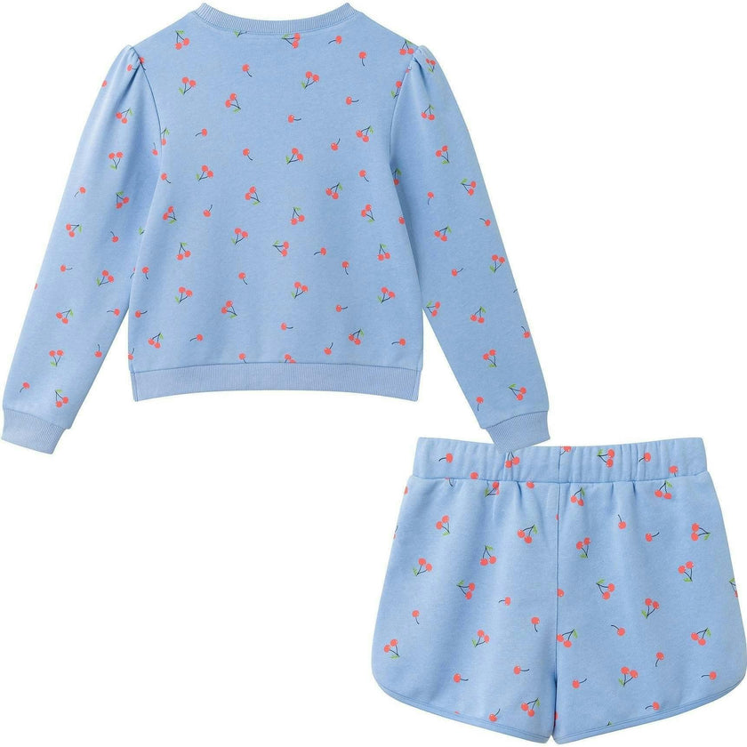 Tween Girls Crewneck Sweatshirt & Short Set | Cherry Print