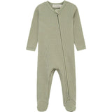 Tea Waffle Zipper Footed Romper