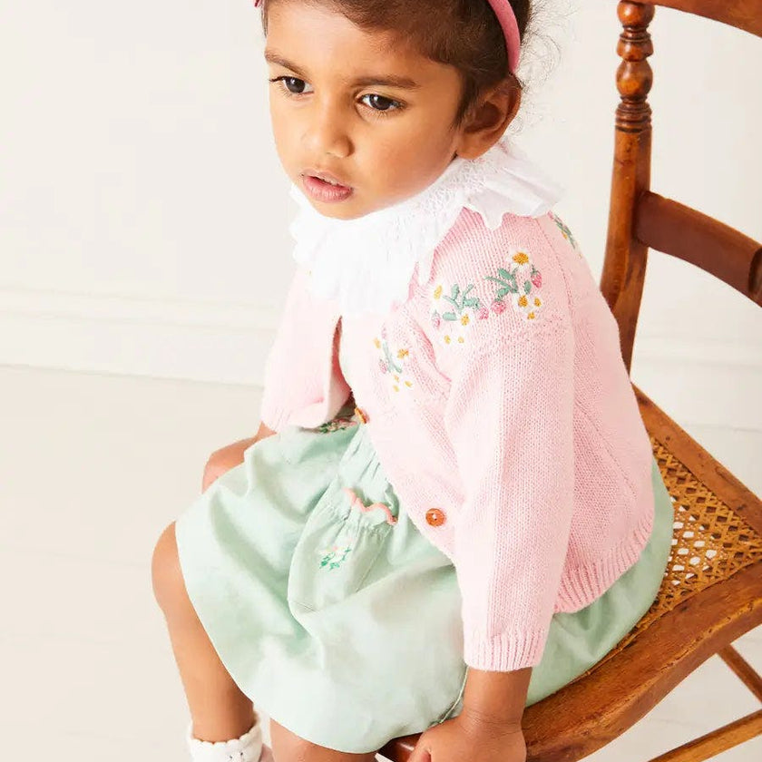 Duck Embroidered Scallop Detail Skirt With Braces in Green (18mths-6yrs)