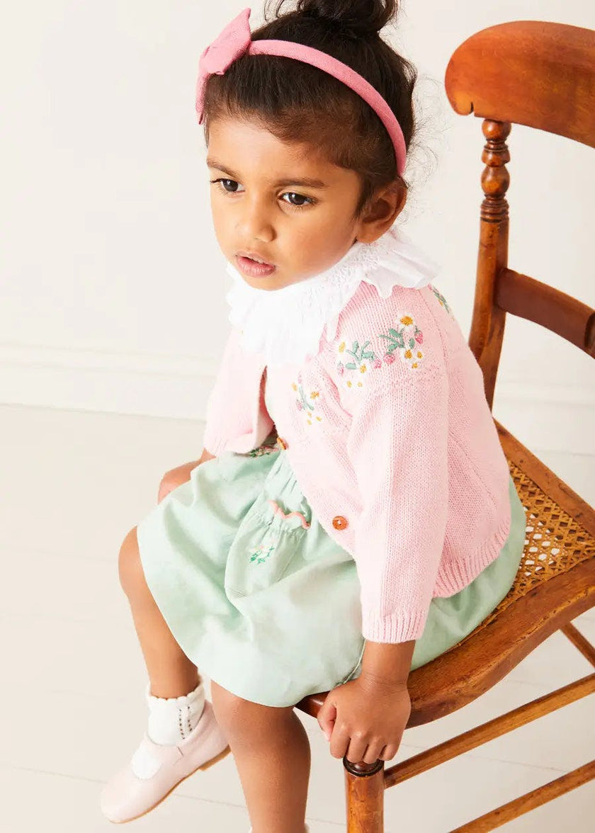 Duck Embroidered Scallop Detail Skirt With Braces in Green (18mths-6yrs)